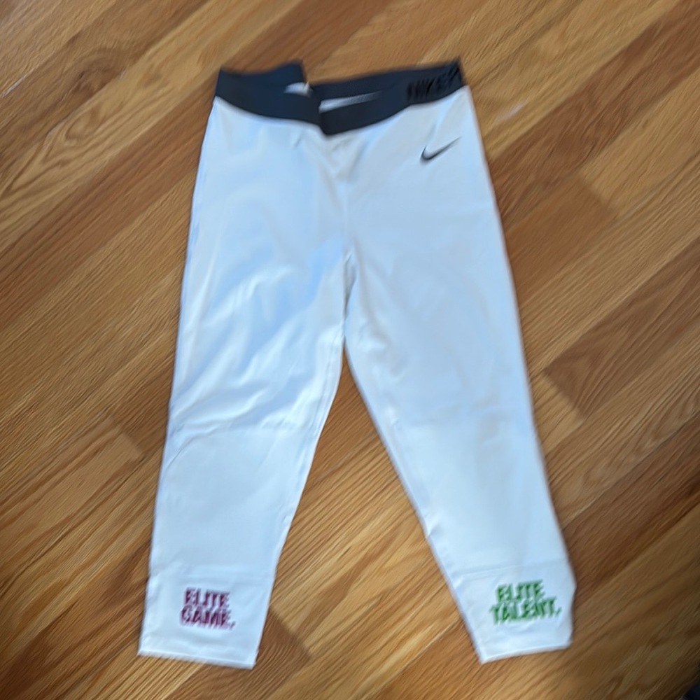 Nike White Athletic Leggings with Colorful Details EYBL compression pants new